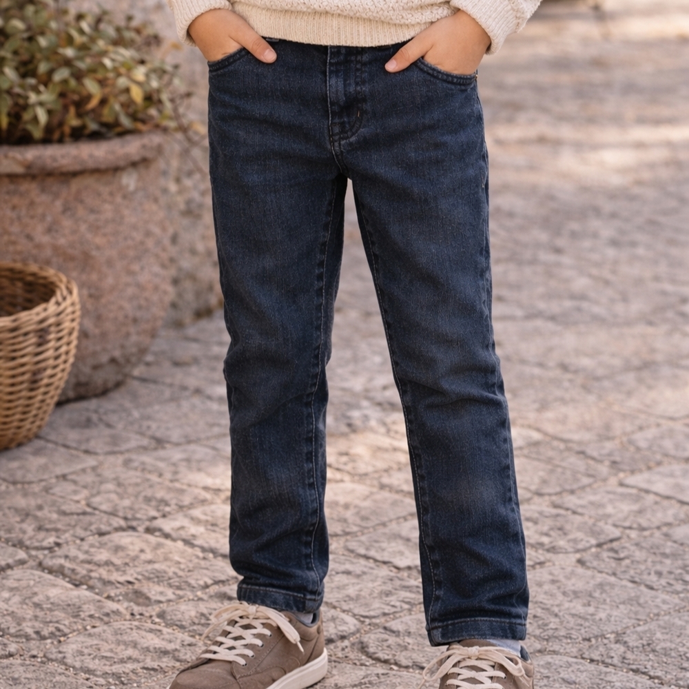 Zara Kids Relaxed Straight Washed Jeans Size 6/7 Adjustable Waist